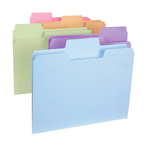 Product Cover Smead SuperTab File Folder, Oversized 1/3-Cut Tab, Letter Size, Assorted Colors,100 per Box (11961)