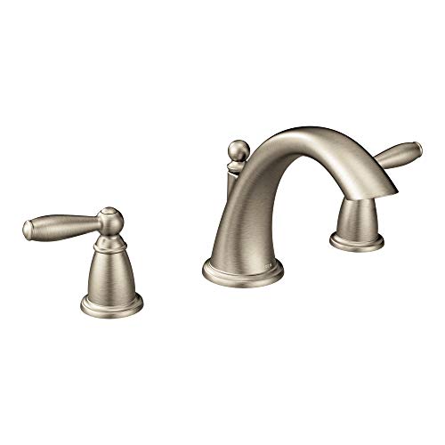 Product Cover Moen T4943BN Brantford 2-Handle Deck Mount Roman Tub Faucet Trim Kit, Valve Required, Brushed Nickel