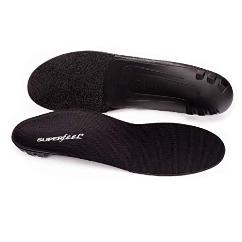 Product Cover Superfeet BLACK, Thin Insoles for Orthotic Support in Tight Shoes, Dress and Athletic Footwear, Unisex, Black, Small/C: 6.5-8 Wmns/5.5-7 Mens