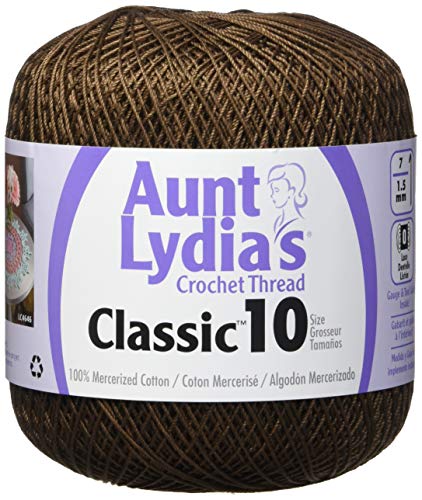 Product Cover Coats Crochet 154-131 Aunt Lydia's Crochet, Cotton Classic Size 10, Fudge Brown