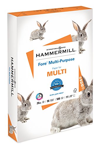 Product Cover Hammermill Paper, Fore Multipurpose Paper, 11 x 17 Paper, Ledger Size, 20lb Paper, 96 Bright, 1 Ream / 500 Sheets (103192R) Acid Free Paper