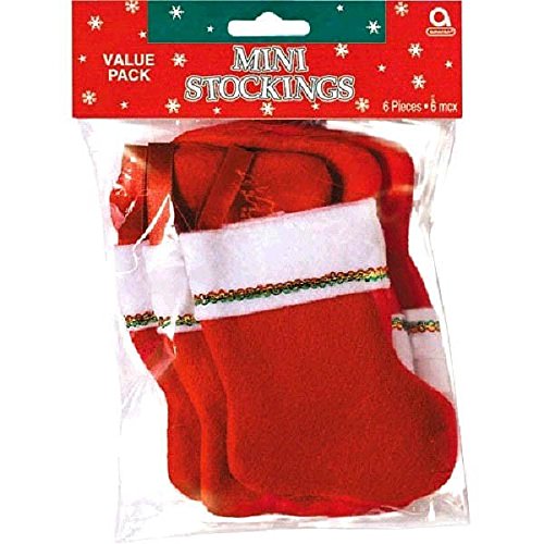 Product Cover Santa Mini Felt Stockings, Value Pack, 6 Ct. | Chrismas Decoration