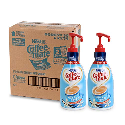 Product Cover Nestle Coffee-mate Coffee Creamer, French Vanilla,  liquid pump bottle, 50.7 Fl Oz (Pack of 2)