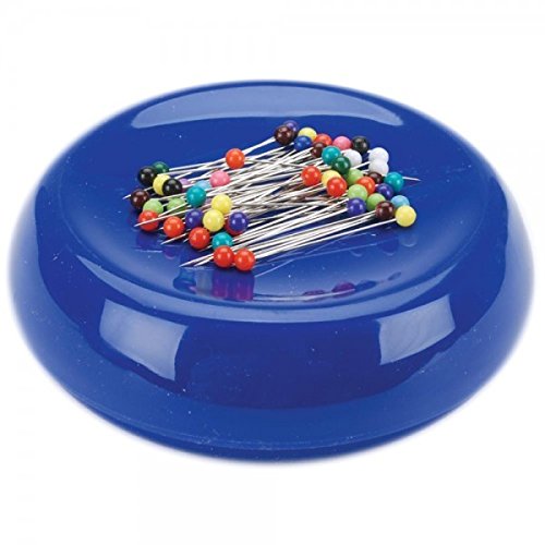 Product Cover Grabbit Magnetic Sewing Pincushion with 50 Plastic Head Pins, Blue