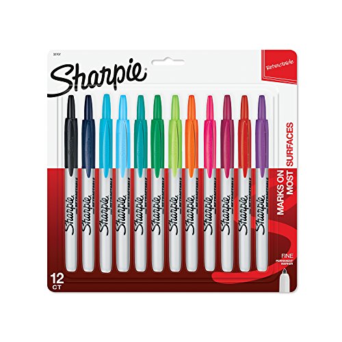 Product Cover Sharpie 32707 Retractable Permanent Markers, Fine Point, Assorted Colors, 12 Count