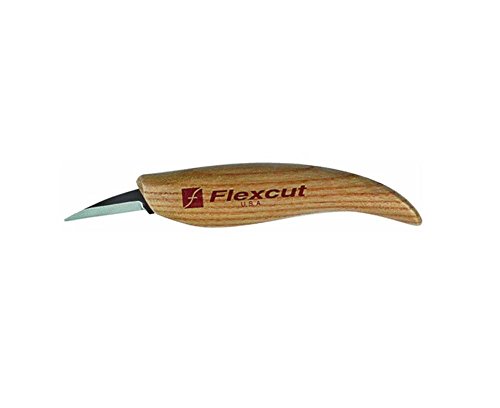 Product Cover Flexcut Detail Knife, High Carbon Steel Blade, Ergonomic Ash Handle, 1-1/2 inch Blade Bevel Length (KN13)
