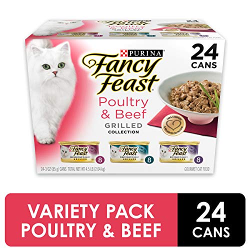 Product Cover Purina Fancy Feast Gravy Wet Cat Food Variety Pack, Poultry & Beef Grilled Collection - (24) 3 oz. Cans