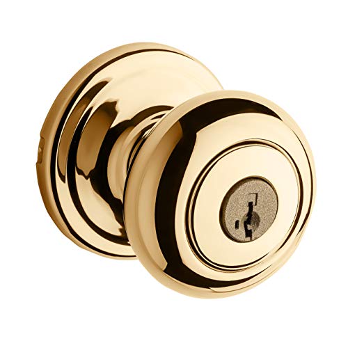 Product Cover Kwikset Juno Entry Knob featuring SmartKey in Polished Brass