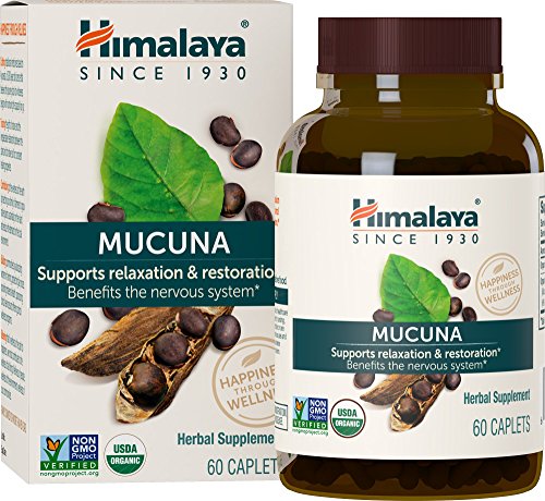 Product Cover Himalaya Organic Mucuna/Kapikachhu, 60 Caplets Promotes Dopamine, 600 mg (1PACK)