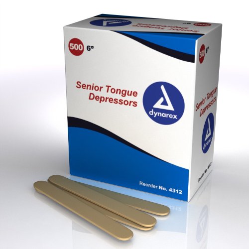 Product Cover Dynarex Tongue Depressor, Senior, 6 Inches, Non-Sterile, 500 Count