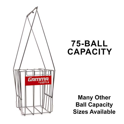 Product Cover GAMMA Tennis Ball Hopper Hi-Rise 75| Silver Tennis Ball Holder W/ 75 Ball Capacity| Easy Pick Up- Fingertip Height Basket| Lid For Spill Prevention| Premium Tennis Accessories, Carriers & Ball Pick-ups