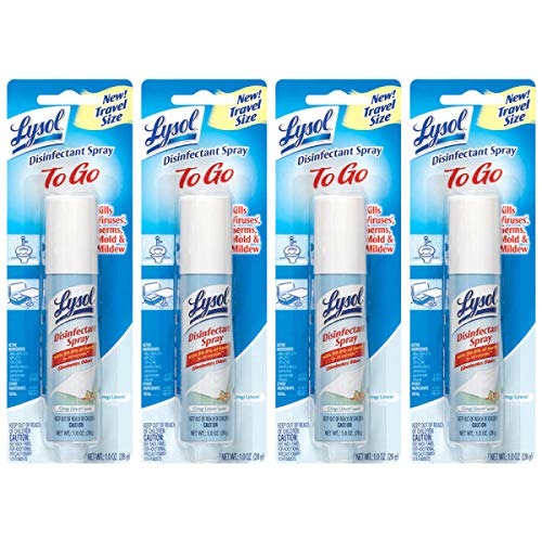 Product Cover Lysol To Go Disinfectant Spray, Crisp Linen, Travel Size - 1 oz (Pack of 4)