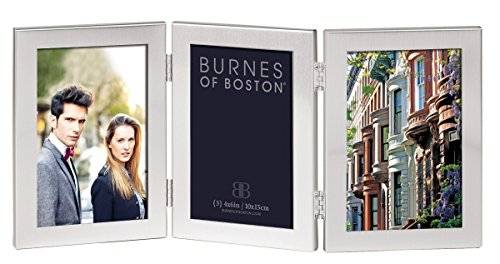 Product Cover Burnes of Boston C53346 Triple Hnged Picture Frame, 4-Inch by 6-Inch, Brushed Silver
