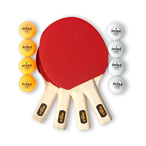 Product Cover JOOLA Hit Set Bundle - Ping Pong Set for 4 Players - Includes 4 Pack Premium Ping Pong Paddles, 8 Table Tennis Balls, 1 Carrying Case - Each Racket is Designed to Optimize Spin and Control