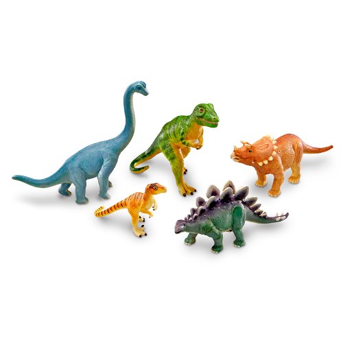 Product Cover Learning Resources Jumbo Dinosaurs, T-Rex, Brachiosaurus, Stegosaurus, Triceratops, and Raptor, 5 Pieces, Ages 3+