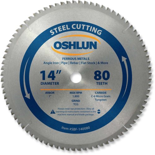 Product Cover Oshlun SBF-140080 14-Inch 80 Tooth TCG Saw Blade with 1-Inch Arbor for Mild Steel and Ferrous Metals