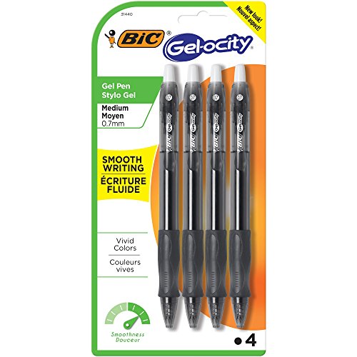 Product Cover BIC Gel-ocity Original Retractable Gel Pen, Medium Point (0.7mm), Black, 4-Count