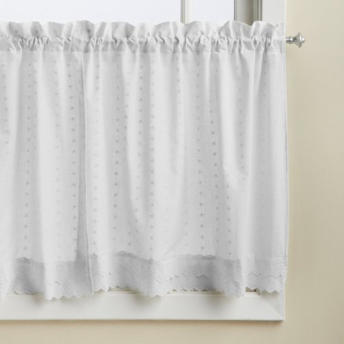 Product Cover LORRAINE HOME FASHIONS Ribbon Eyelet Window Tier, 60 by 36-Inch, White, Set of 2