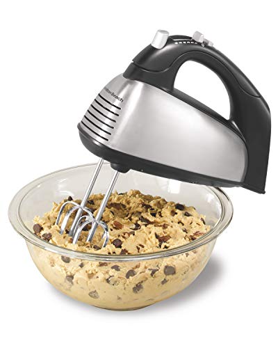 Product Cover Hamilton Beach Classic 6-Speed Electric Hand Mixer with Snap-On Storage Case, Brushed Stainless, Traditional and Wire Beaters, Whisk (62650)