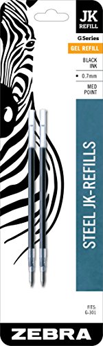 Product Cover Zebra G-301 Stainless Steel Pen JK-Refill, Medium Point, 0.7mm, Black Ink, 2-Count