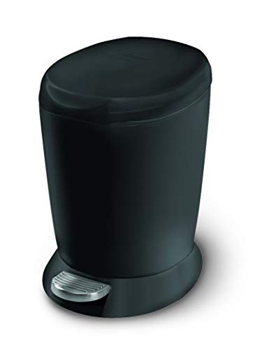 Product Cover simplehuman 6 Liter / 1.6 Gallon Compact Plastic Round Bathroom Step Trash Can, Black Plastic