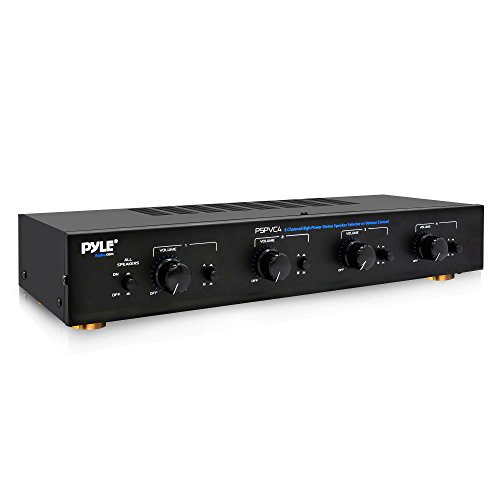 Product Cover Premium New and Improved 4 Zone Channel Speaker Switch Selector Volume Control  Switch Box Hub Distribution Box for  Multi Channel High Powered  Amplifier Control 4 Pairs Of speakers - Pyle PSPVC4