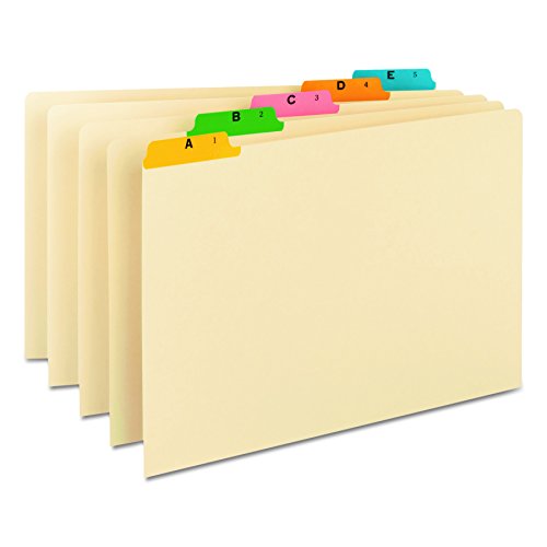 Product Cover Smead Heavyweight File Guides, Multi-Colored Fused Poly 1/5-Cut Tab (A-Z), Legal Size, Manila, Set of 25 (52180)