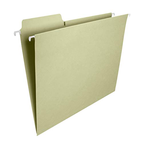 Product Cover Smead FasTab Hanging File Folder, 1/3-Cut Built-in Tab, Letter Size, Moss, 20 per Box (64082)