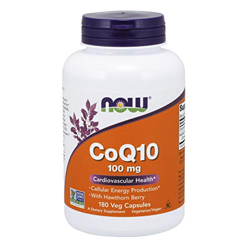 Product Cover Now Supplements, CoQ10 100 mg with Hawthorn Berry, Pharmaceutical Grade, All-Trans Form Produced by Fermentation, 180 Veg Capsules