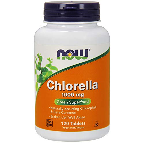 Product Cover Now Supplements, Chlorella 1000 mg with Naturally Occurring Chlorophyll, Beta-Carotene, Mixed Carotenoids, Vitamin C, Iron and Protein, 120 Tablets