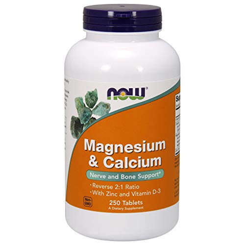Product Cover Now Supplements, Magnesium & Calcium, with Zinc and Vitamin D-3, Nerve and Bone Support*, 250 Tablets