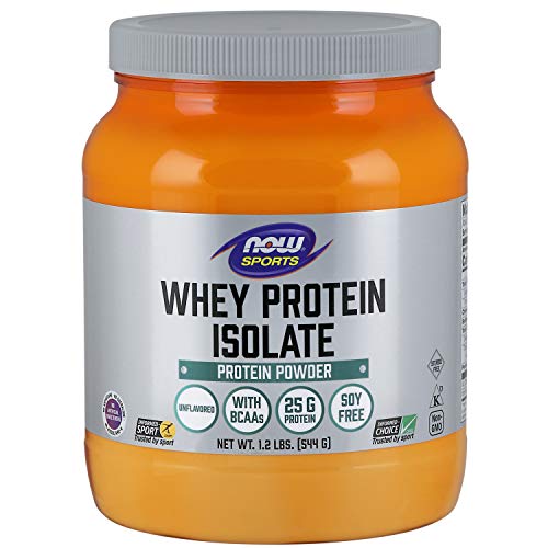 Product Cover NOW Sports Nutrition, Whey Protein Isolate, 25 G With BCAAs, Unflavored Powder, 1.2-Pound