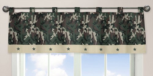 Product Cover Sweet Jojo Designs Window Valance, Green Camo Army Military Camouflage