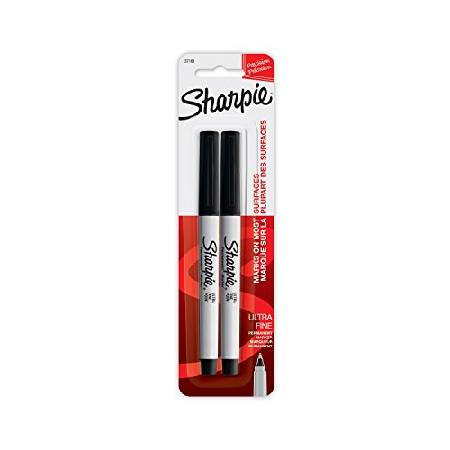Product Cover Sharpie Ultra Fine Point Permanent Markers, Black Ink, Resists Fading and Water, Blister Pack with 2 Markers (37161PP)