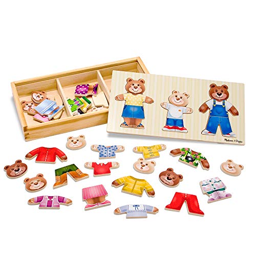 Product Cover Melissa & Doug Bear Family Dress-Up Puzzle (Preschool, Mix-and-Match Outfits, Sturdy Storage Box, 45 Pieces, Great Gift for Girls and Boys - Best for 3, 4, 5, and 6 Year Olds)