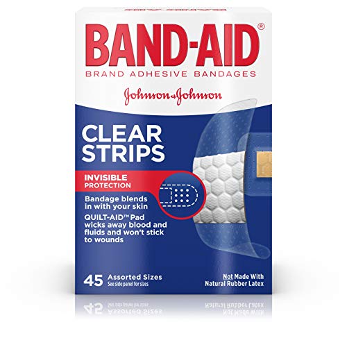 Product Cover Band-Aid Brand Clear Strips Bandages, Assorted Sizes for discreet First Aid, Assorted Sizes, 45 ct