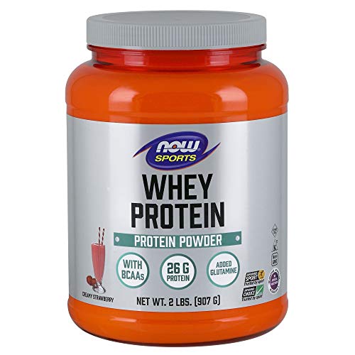 Product Cover NOW Sports Nutrition, Whey Protein, 26 G with BCAAs, Creamy Strawberry Powder, 2-Pound