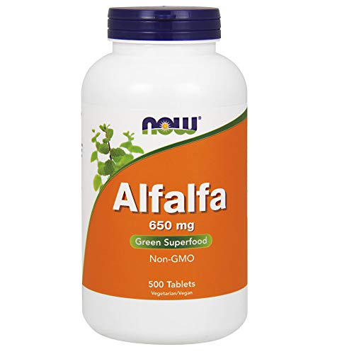 Product Cover Now Supplements, Alfalfa 650 mg Source of Vitamin K, Green Superfoods, 500 Tablets