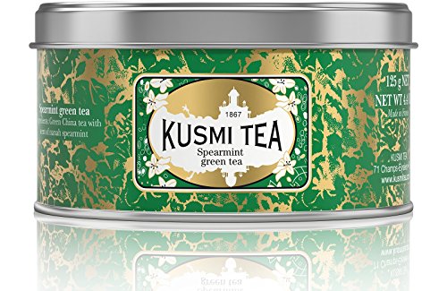 Product Cover Kusmi Tea - Spearmint Green Tea - Refreshing Green Tea with Spearmint Leaves & Mint Essential Oils - 4.4oz of Natural, Premium Loose Leaf Spearmint Green Tea in Eco-Friendly Metal Tin (50 Servings)