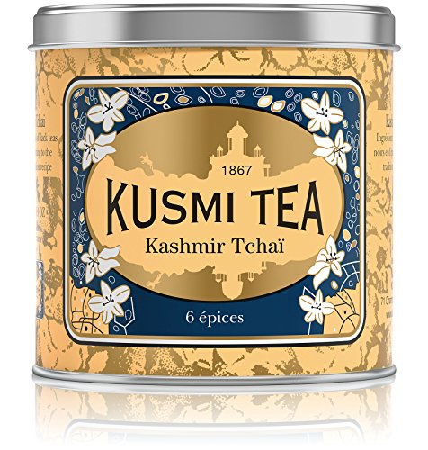 Product Cover Kusmi Tea - Kashmir Tchai -Russian Black Tea Blend with Spices Including Cinnamon, Cardamom & Ginger - 8.8oz of All Natural, Premium Loose Leaf Black Tea in Eco-Friendly Metal Tin (100 Servings)