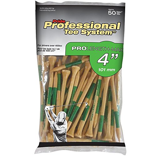 Product Cover Pride Professional Tee System (4 inch ProLength Max Tee - 50 Count Bags (Green on Natural)