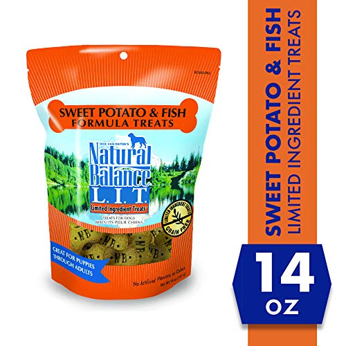 Product Cover Natural Balance Limited Ingredient Treats Sweet Potato & Fish Formula Dog Treats, 14 oz, Grain Free (Packaging May Vary)
