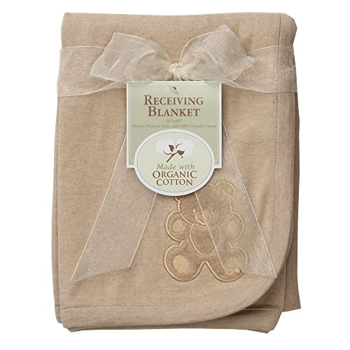 Product Cover American Baby Company 30 X 40 Embroidered Swaddle Blanket Made with Organic Cotton, Mocha, Soft Breathable, for Boys and Girls