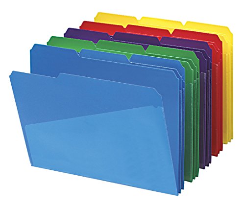 Product Cover Smead 10540 Slash Pocket Poly File Folders, 1/3 Cut Top Tab, Letter, Assorted (Box of 30)