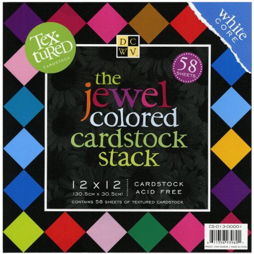 Product Cover DCWV Cardstock Stack, Textured Jewel Colored, 58 Sheets, 12 x 12 inches