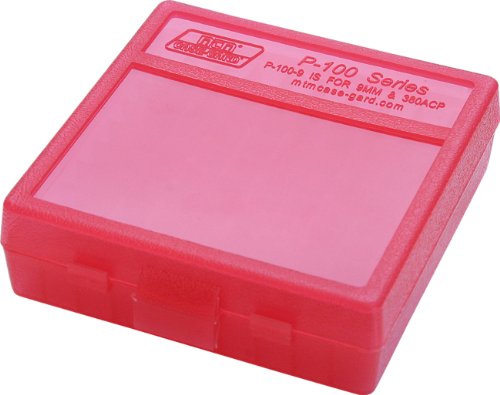 Product Cover MTM 100 Round Flip-Top Ammo Box 380/9MM Cal (Clear Red)