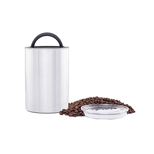 Product Cover Airscape Coffee and Food Storage Canister - Patented Airtight Lid Preserve Food Freshness with Two Way CO2 Valve, Stainless Steel Food Container, Brushed Steel, Medium 7-Inch Can