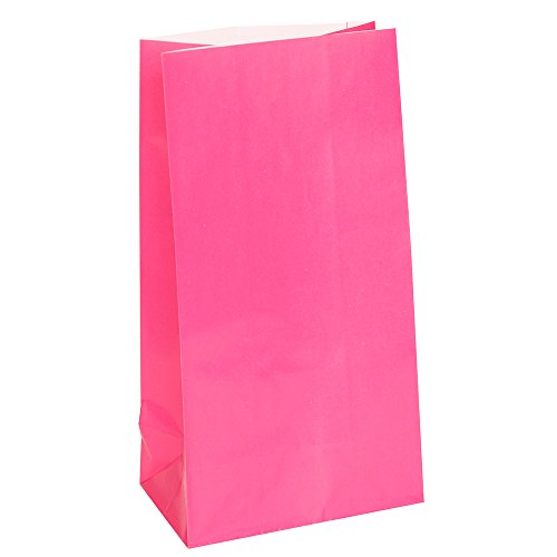 Product Cover Hot Pink Paper Party Favor Bags, 12ct
