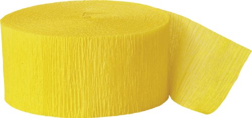 Product Cover Unique Industries, Crepe Paper Streamer, Party Supplies - Bright Yellow, 81 Feet