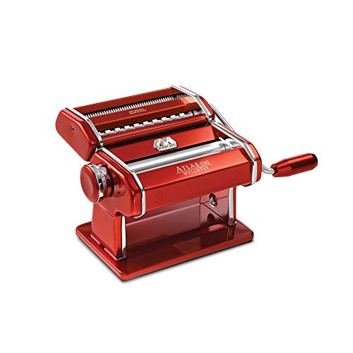 Product Cover Marcato 8334 Atlas 150 Machine, Made in Italy, Red, Includes Pasta Cutter, Hand Crank, and Instructions